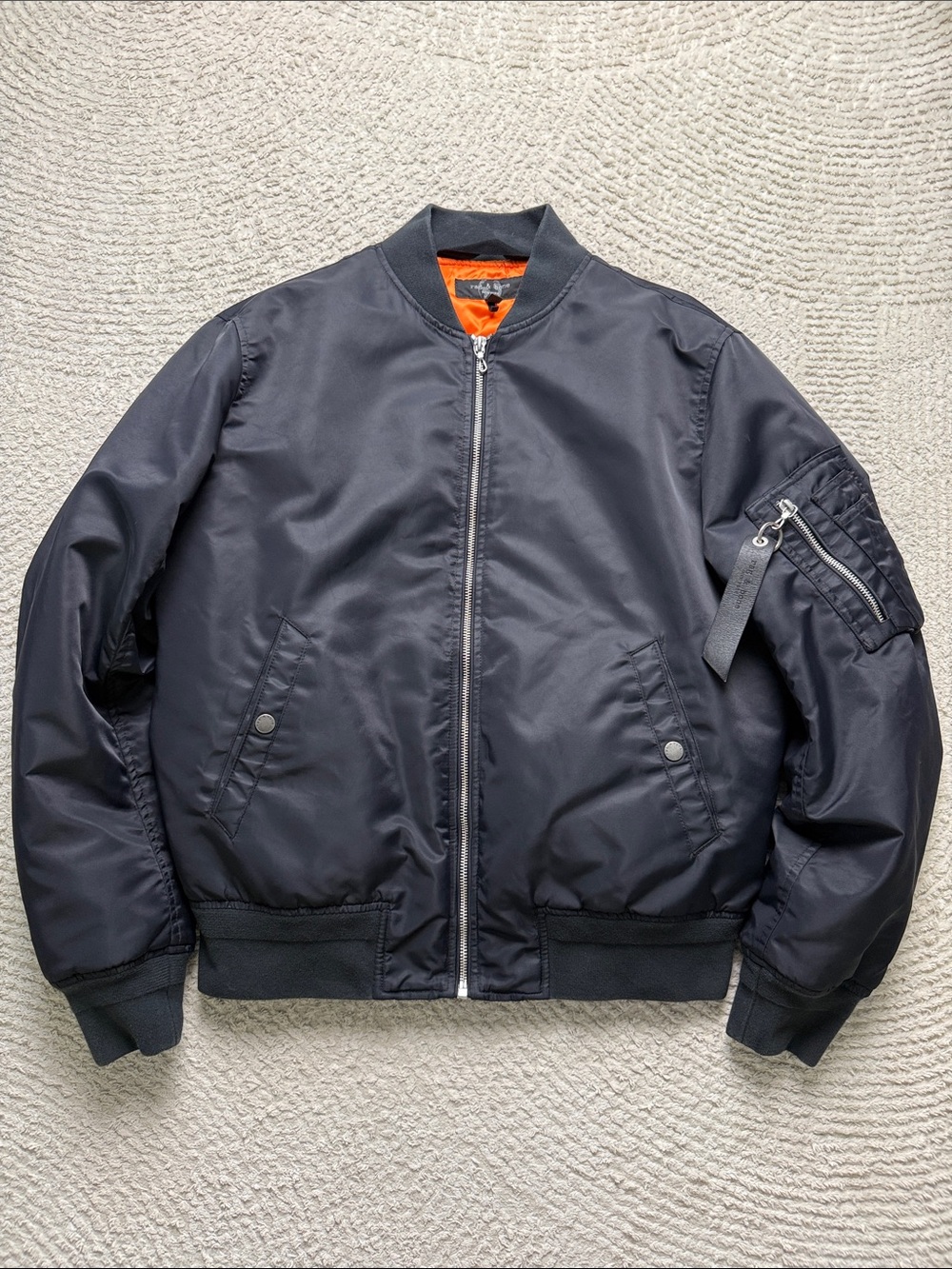 Rag & Bone Men’s Manstone Recycle Nylon Bomber Jacket Size M Black